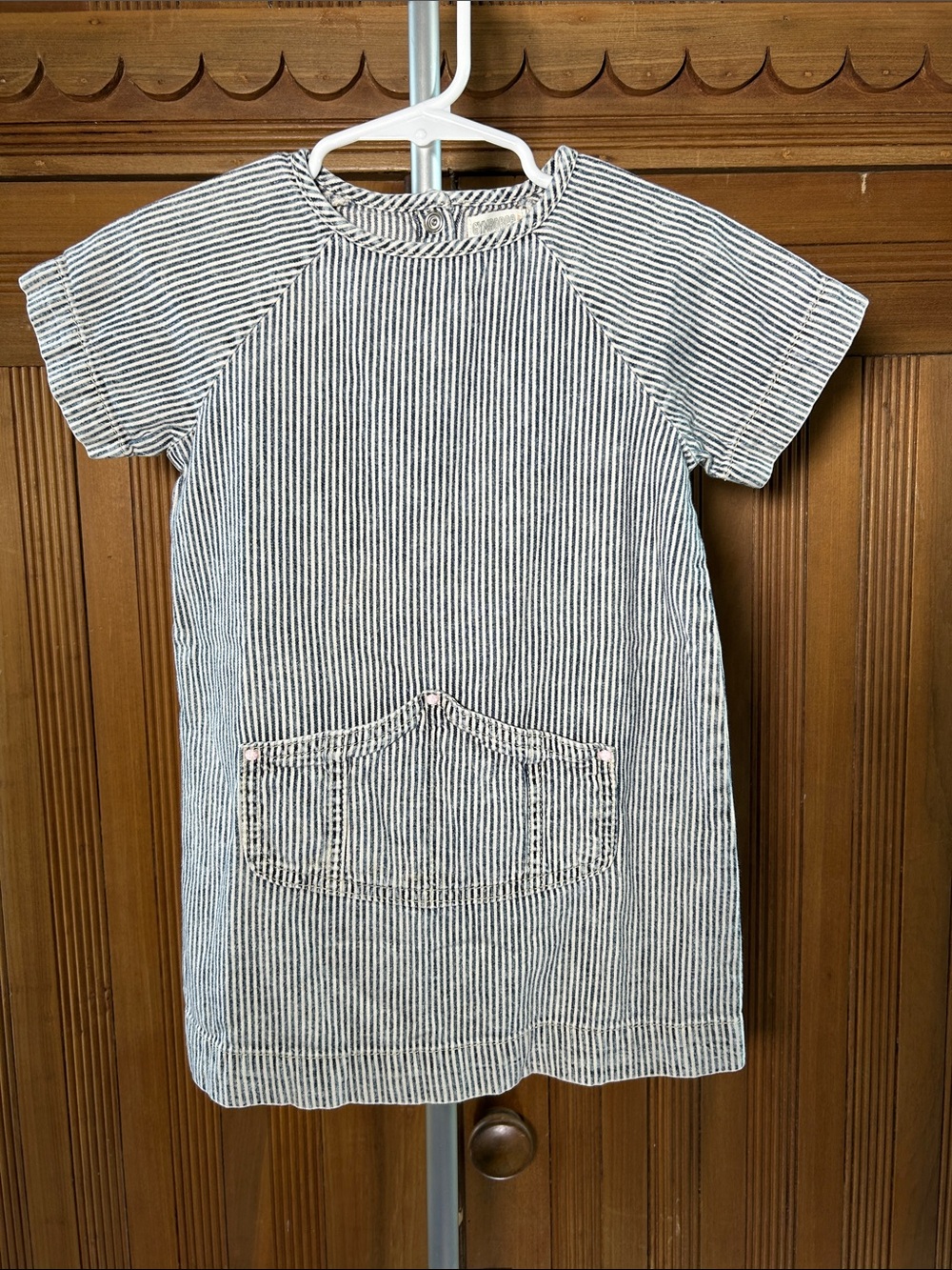 Gymboree Striped Blue & White Cotton Shift Dress with Front Pocket Toddler’s 2T